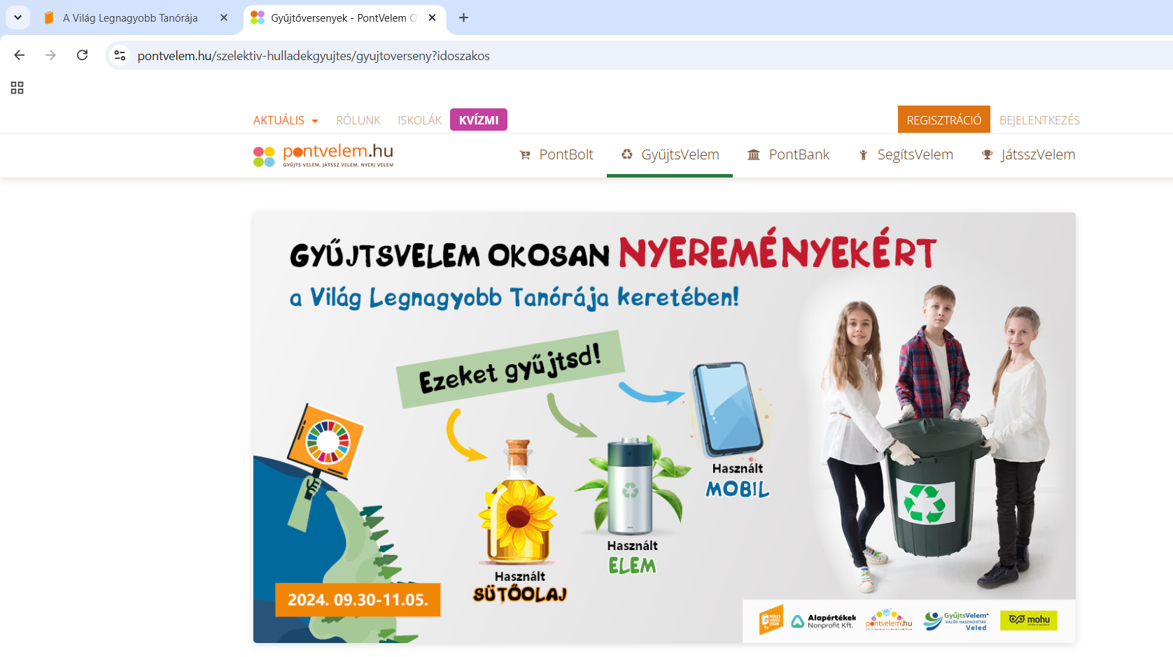 „GyűjtsVelem!” időszakos használt elem-, sütőolaj és mobiltelefon gyűjtő bajnokságon született szép siker